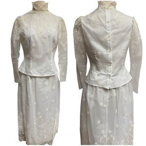 RARE 1950’s Vintage Pin-up Bridal Wedding Dress Skirt Suit Set
